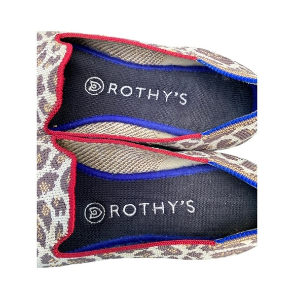 Rothy's Leopard Print Flats with Red and Blue Accents - Picture 4 of 9